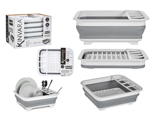 Escurreplatos Plegable Blanco y Gris: Ahorra Espacio en tu Cocina
