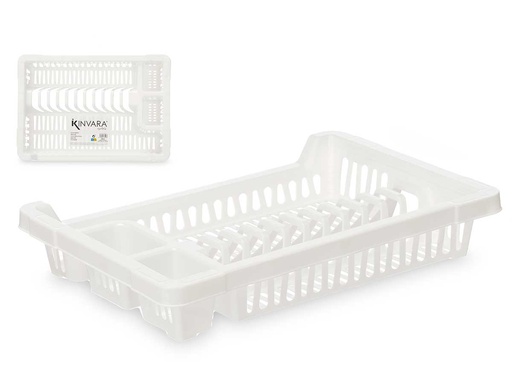 Escurridor plato plástico pequeño blanco, ideal para ahorrar espacio
