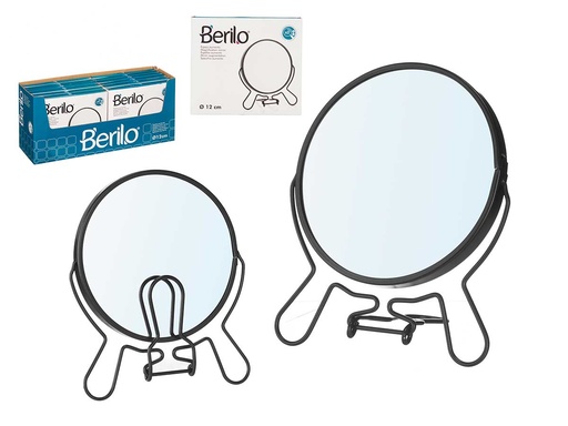 Espejo doble aumento negro de 12 cm: ¡perfecto para tu maquillaje!