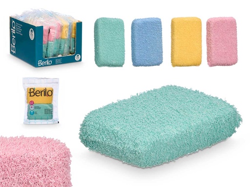 Esponjas de rizo surtidas en 4 colores para limpieza efectiva
