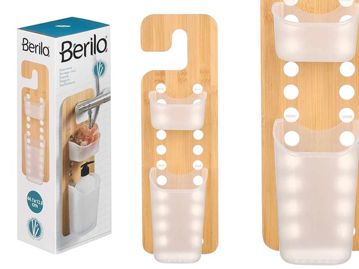 Estantería Doble Pequeña de Bambú para Colgar: Estilo y Organización