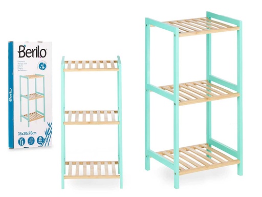 Estantería cuadrada 3 estantes de bambú menta: estilo y funcionalidad