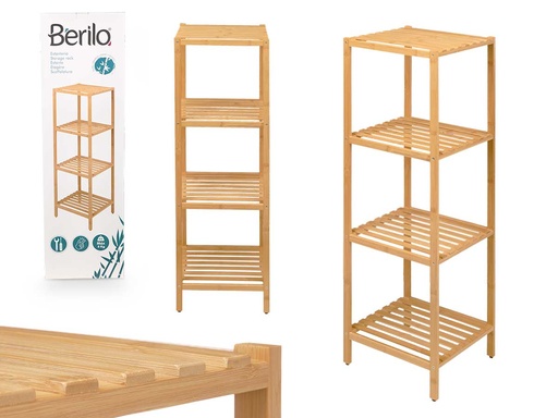 Estantería de bambú de 4 estantes: Estilo y funcionalidad en casa
