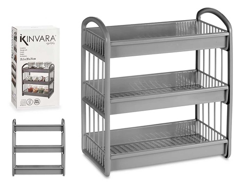 Estantería de plástico 3 alturas gris: organización y estilo práctico