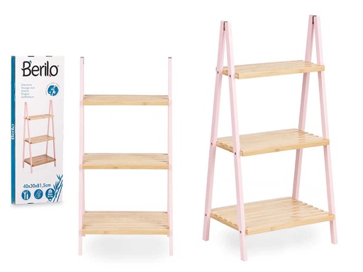 Estantería escalera de bambú rosa: estilo y funcionalidad