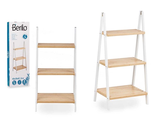Estantería escalera elegante de bambú blanco, eco-amigable