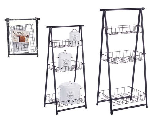 Estantería metálica escalera negra de 3 pisos, estilo y funcionalidad