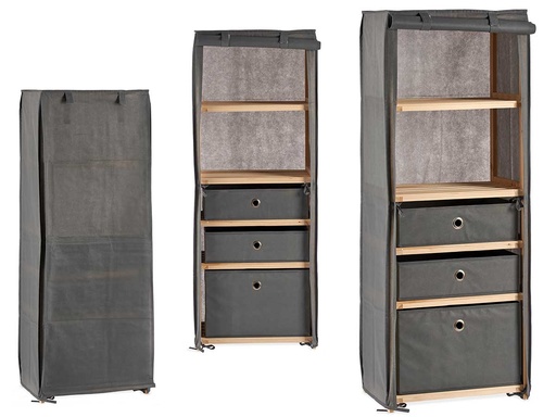 Estantería tela 3 cajones gris: organización elegante y moderna