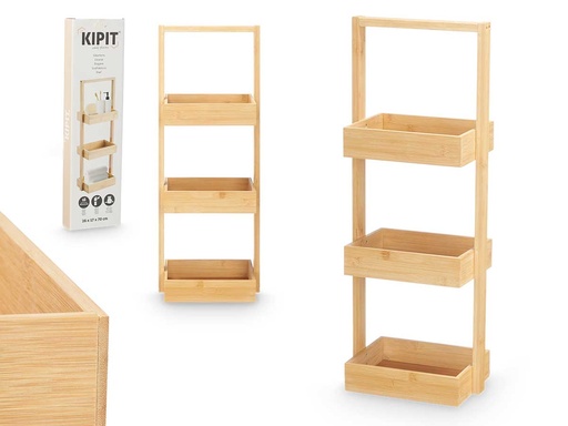 Estantería triple bambú con asa: Elegancia y funcionalidad en tu hogar