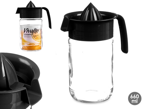 Exprimidor de cristal negro 660ml: diseño elegante para tu cocina