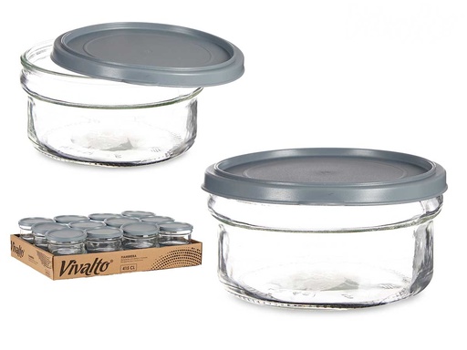 Fiambrera cristal redonda 415ml gris: Ideal para llevar tu comida