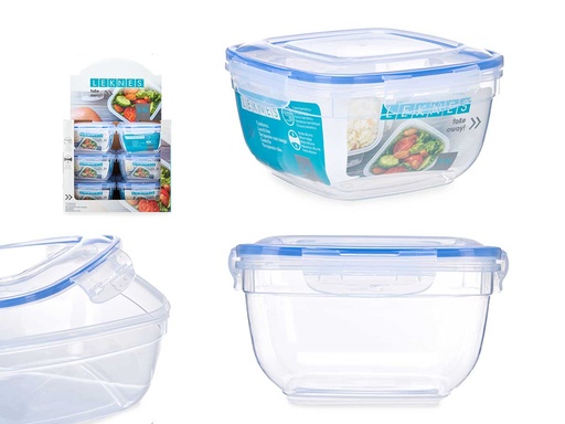 Fiambrera cuadrada tapa azul 2400ml, ideal para tus comidas saludables