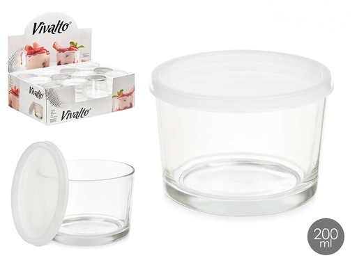 Fiambrera de vidrio redonda con tapa, ideal para llevar 200 ml
