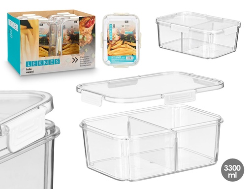 Fiambrera divisorio hermética blanca de 3.3L para alimentos frescos