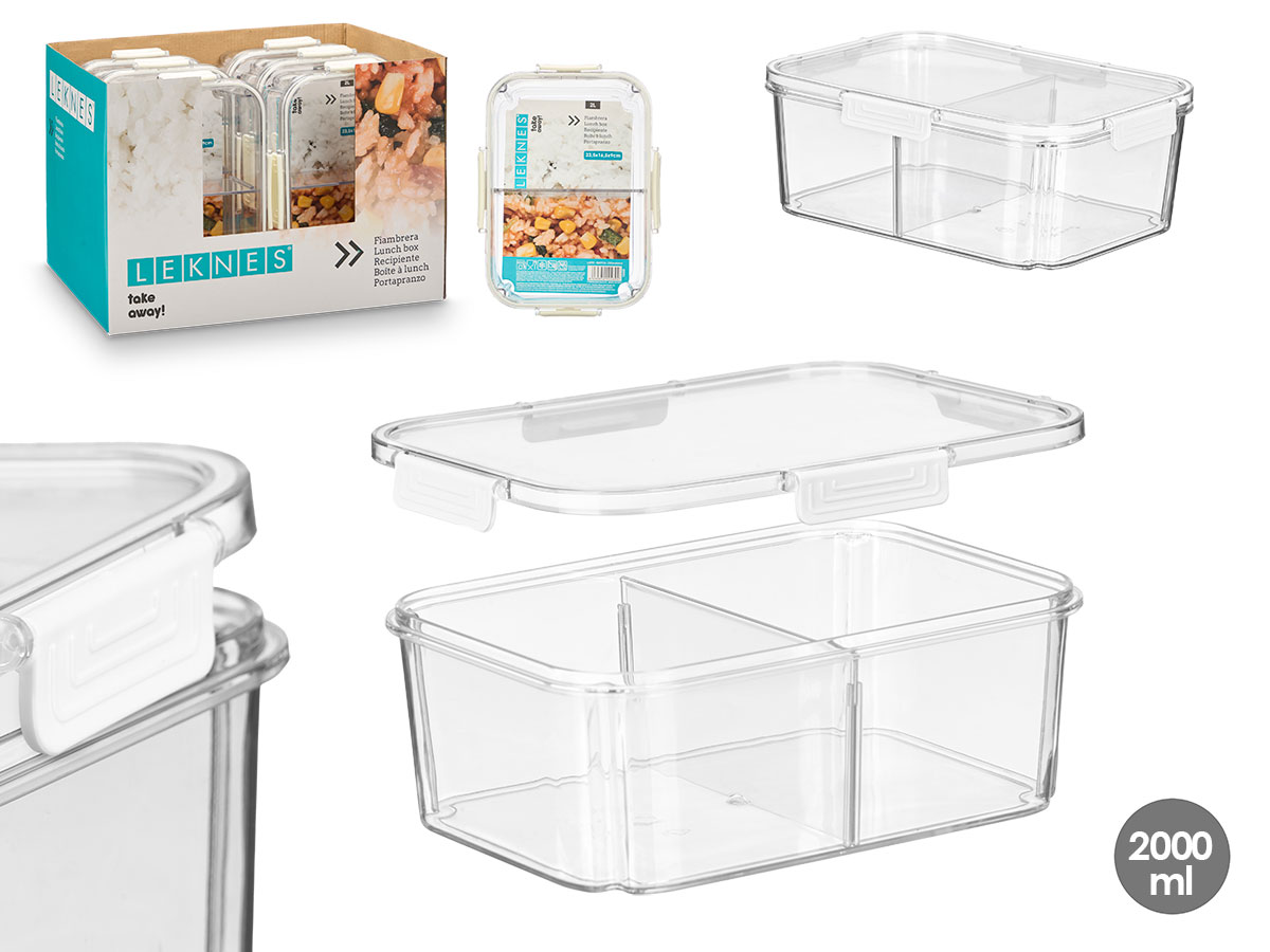Fiambrera hermética blanca con divisorio para organizar comidas