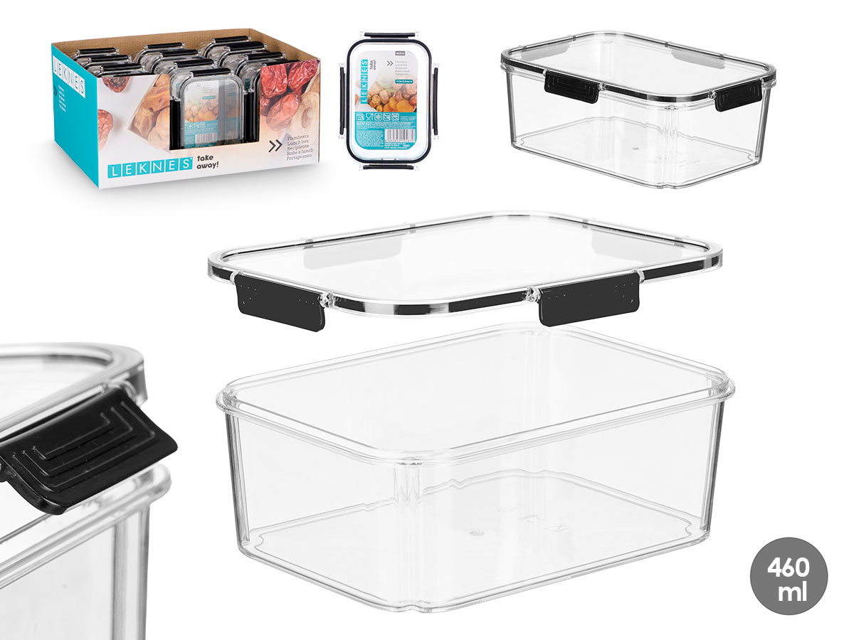 Fiambrera hermética negra de 460ml, ideal para comidas sin fugas