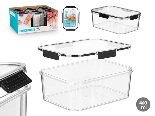 Fiambrera hermética negra de 460ml, ideal para comidas sin fugas
