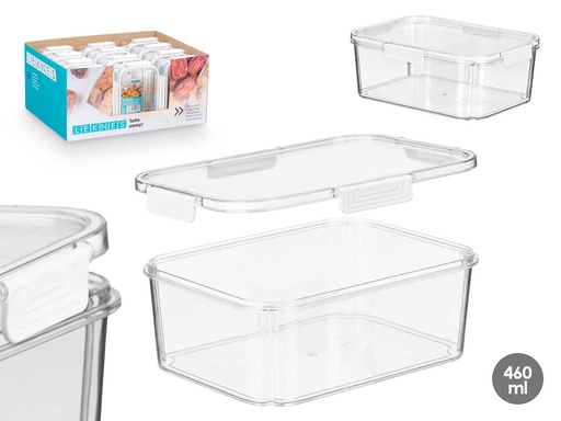 Fiambrera rectangular hermética blanca de 460ml, ideal para almacenar