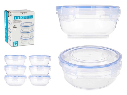 Fiambreras de plástico redondas para conservar alimentos - Set de 6