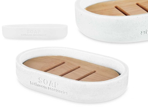 Jabonera Resina Bambú Blanco: Elegancia y Sostenibilidad en Tu Baño