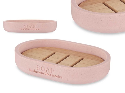 Jabonera Resina Bambú Rosa: Elegancia Natural para Tu Baño