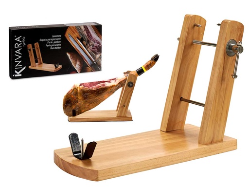 Jamonero doble brazo en madera de pino, durabilidad y estilo natural
