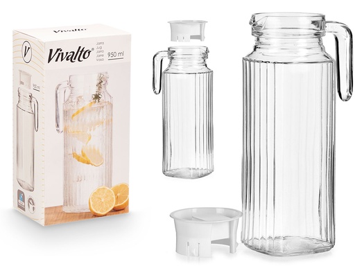 Jarra 950 ml con tapa blanca en elegante caja, ideal para regalar