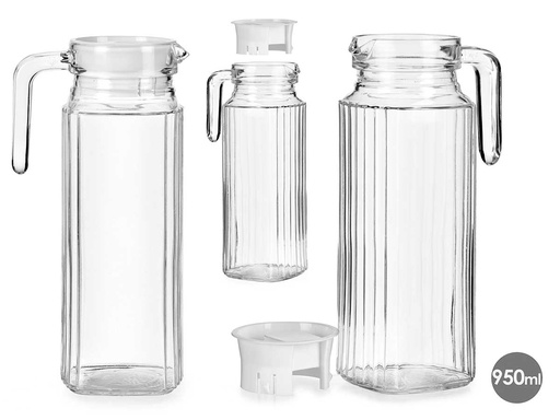 Jarra 950ml, tapa blanca perfecta para bebidas frescas y elegancia
