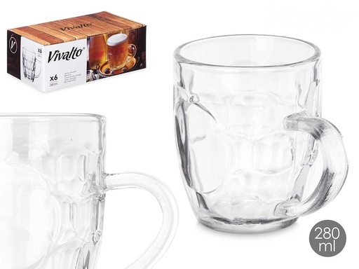 Jarra cerveza 280ml con asa: Perfecta para disfrutar tus bebidas