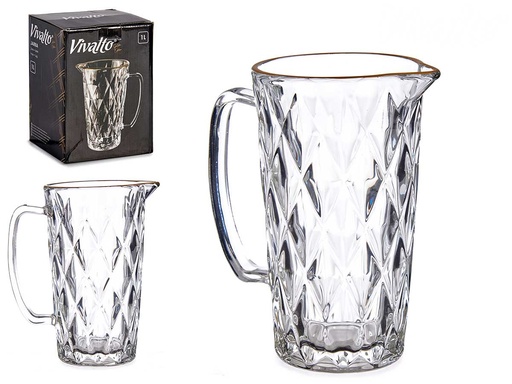 Jarra de agua 1L con diseño diamante y elegante filo de oro