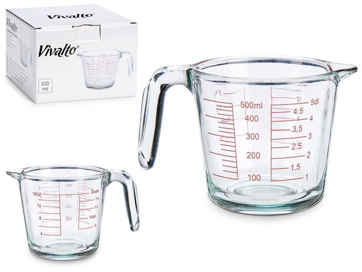 Jarra medidora de vidrio de 500 ml, precisión en cada medida