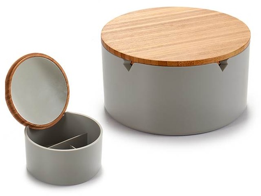 Joyero plástico espejo gris: organización elegante y funcional