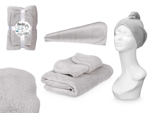Juego de toalla con capucha gris claro, suave y acogedor para ti