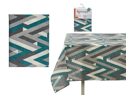 Mantel loneta antimanchas: elegancia y protección con rayas grises