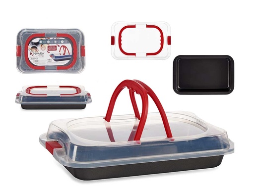 Molde tartera hierro rectangular con tapa: cocina saludable y práctica