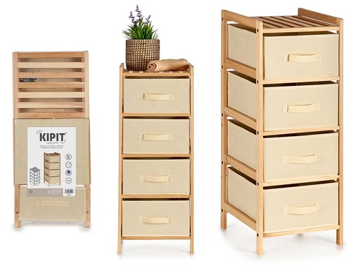Mueble ancho de 4 cajones color crema: estilo y organización ideal