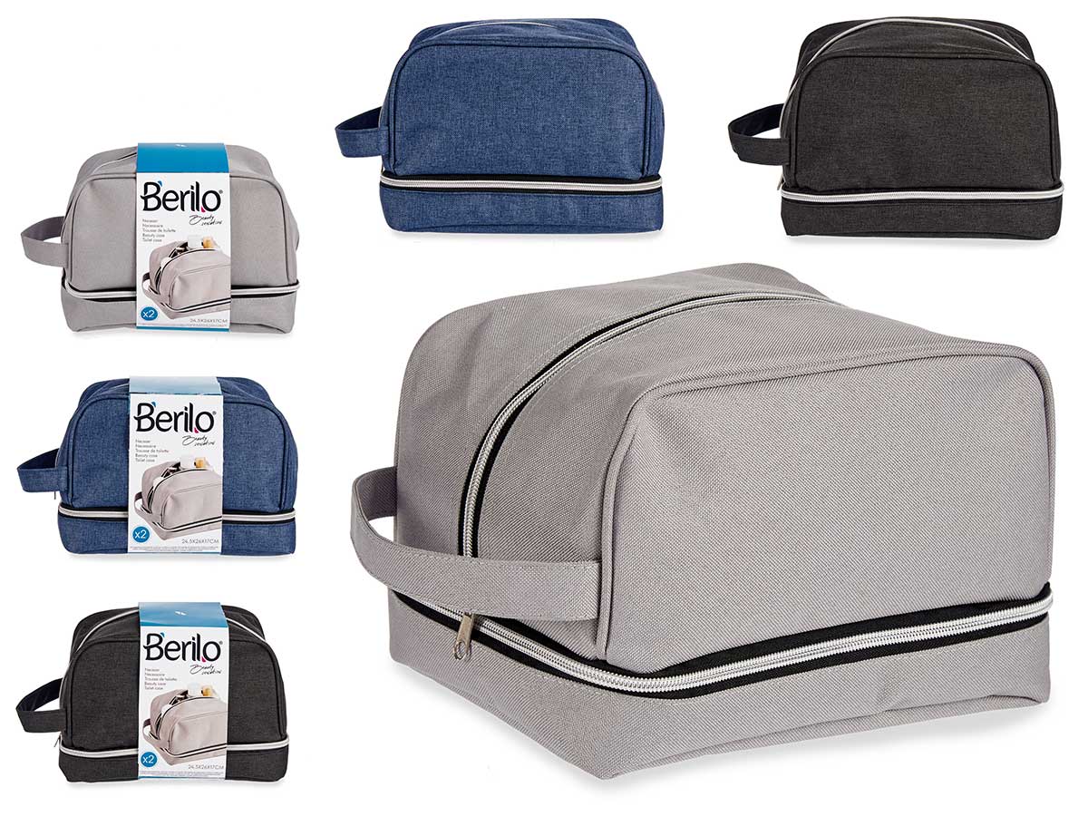 Neceser doble en colores oscuros, organiza tus accesorios fácilmente