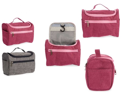 Neceser viaje portátil surtido en gris y rosa: estilo y practicidad