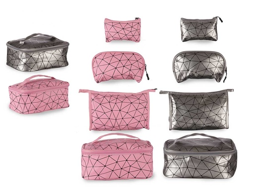 Neceser viaje surtido color plata y rosa: estilo y organización