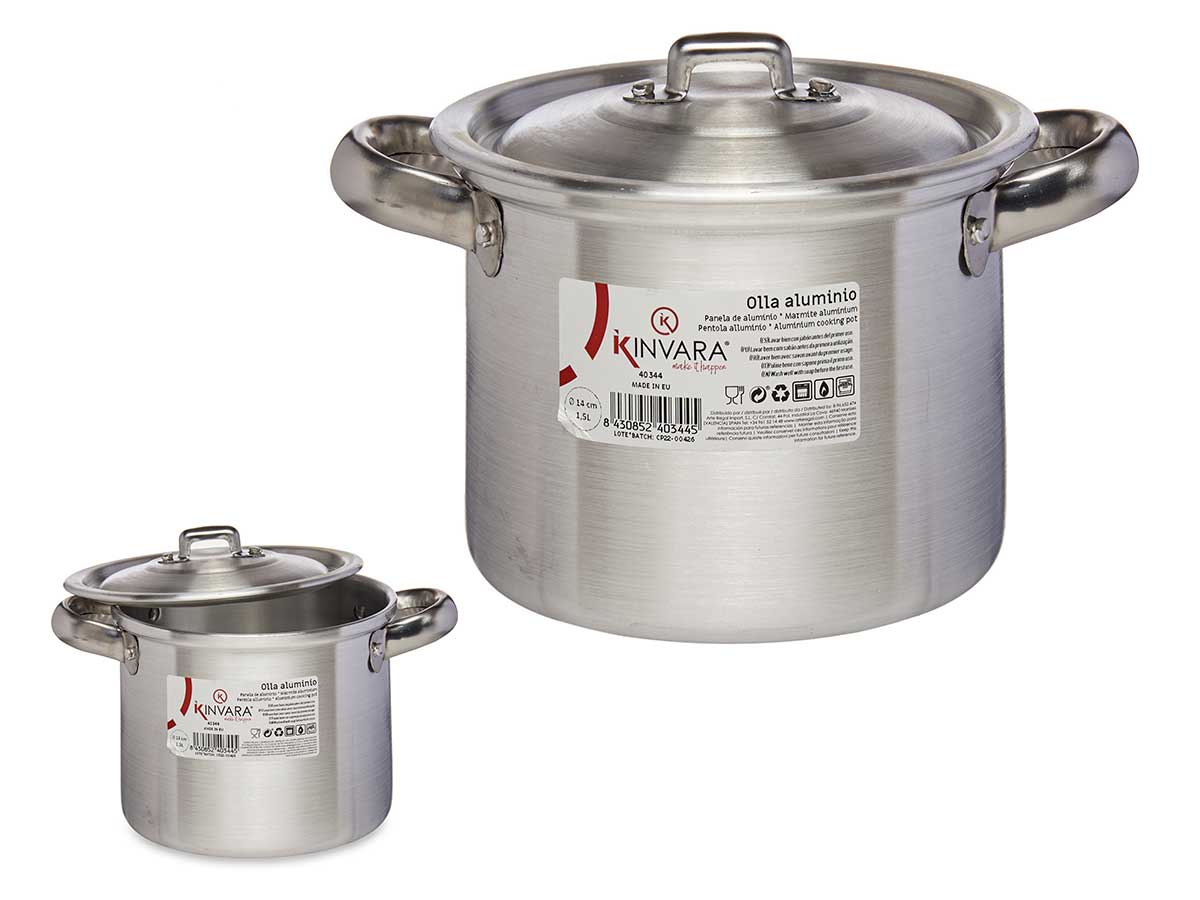 Olla de aluminio 14 cm, 1.5 L: Ligera y duradera para tu cocina