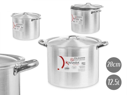 Olla de aluminio 28 cm, ligera y durable para cocinar con facilidad