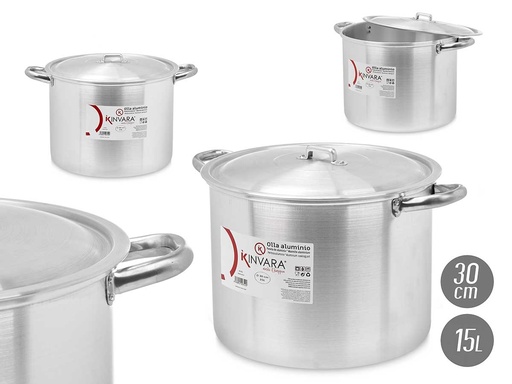 Olla de aluminio de 30 cm y 15 l: durable y ligera para cocinar