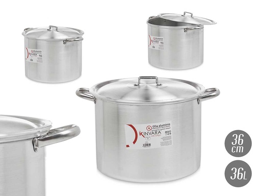 Olla de aluminio de 36 cm y 30 l: Ligera y duradera para cocinar