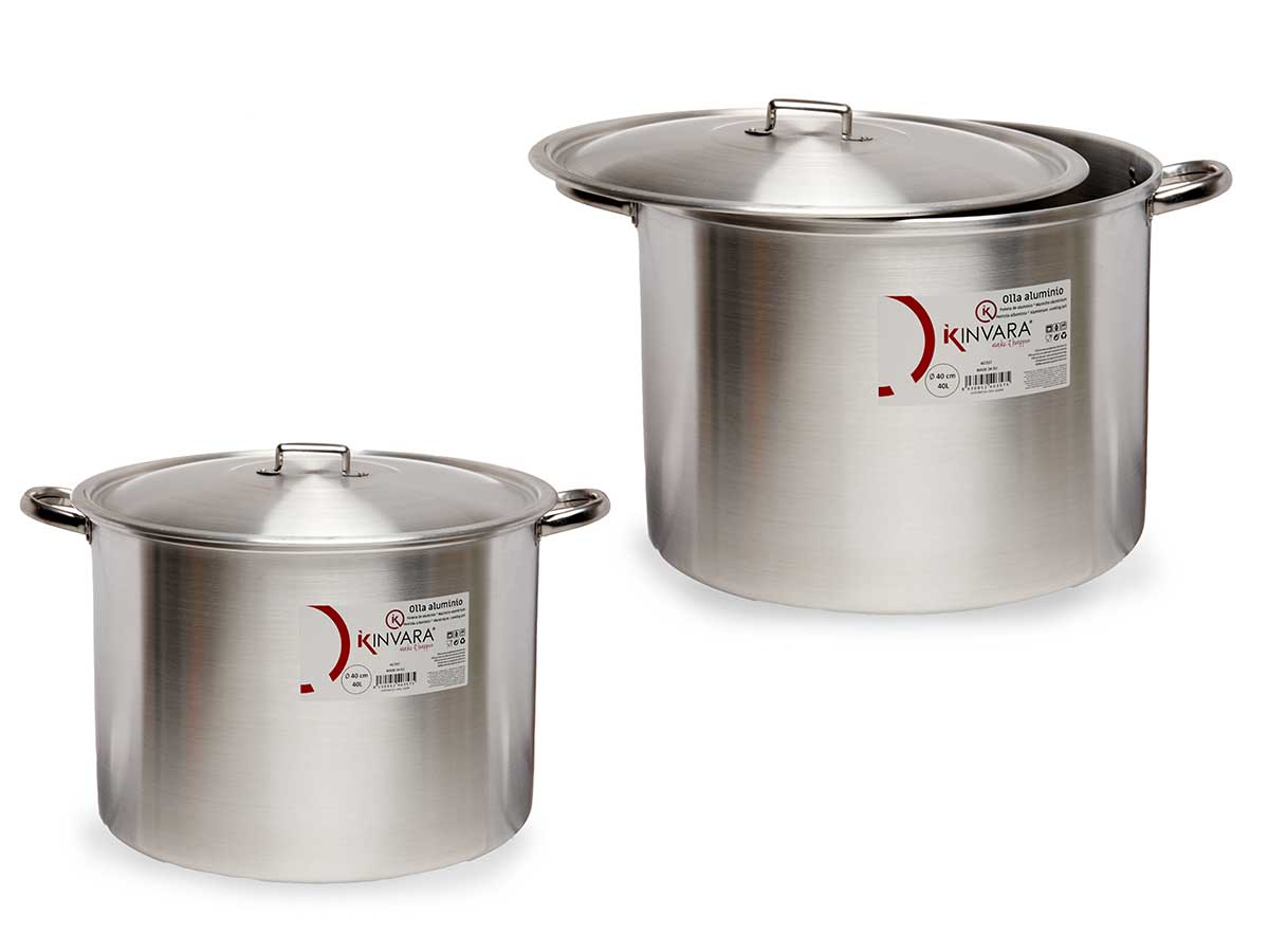Olla de aluminio de 40 cm y 40 l: Ideal para cocinar en grande