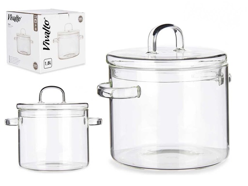 Olla de borosilicato 1800ml: Resistente y Perfecta para Cocinar