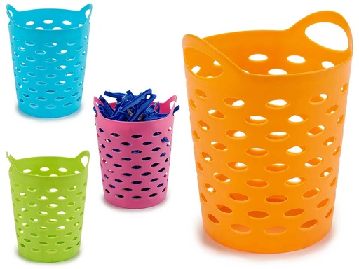 Organización práctica y colorida con cestas de plástico redondas