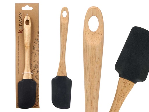 Pala silicona negra con mango de madera, duradera y elegante