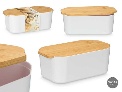 Panera blanca con tapa de bambú 4,5L: frescura y estilo en tu cocina