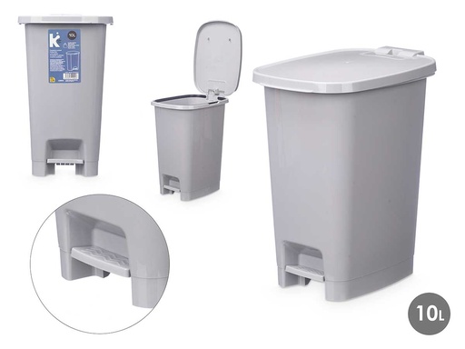 Papelera 10L Pedal Gris: Diseño Moderno y Comodidad para tu Hogar