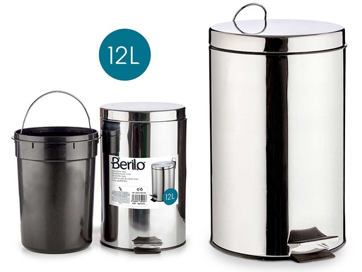 Papelera 12l acero inoxidable con pedal: elegancia y comodidad
